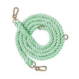 Handcrafted Dog Leash Multifunctional Double Head Braiding Dog Training Leash with Gold Accessories for Running Mint Green 210x1.2cm / 82.7x0.5in
