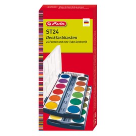 Herlitz 10199933 School Paint BZW. Paint Box - 24 Colours with Opaque White