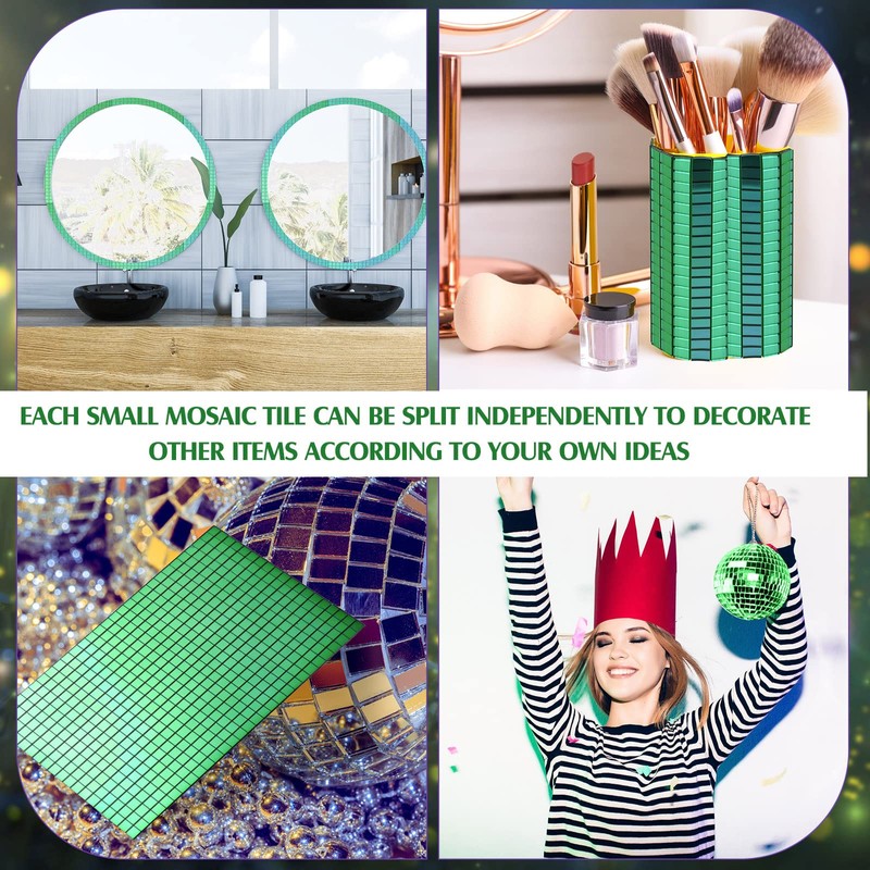 Self-Adhesive Disco Mirror Tiles Mosaic Tiles for DIY Craft Projects,