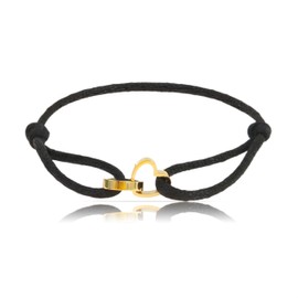 Made by Nami Women's Heart Bracelet, Black, Stainless Steel, Waterproof Jewellery, Adjustable Size, Friendship Bracelets, Stainless Steel