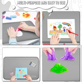 Silicone Art Mat for Crafts, 24" x 16" Painting Mat for Kids with Raised Sides to Stay Tidy, Paint Craft Mats for Clay, Resin, Slime, Jewelry-Making & Crafts Creation (Gray)