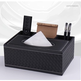 Tissue Box/Tissue Dispenser/Cosmetic Tissue Box, Multifunctional Storage Box, PU Leather, for Remote Control, Pen Storage