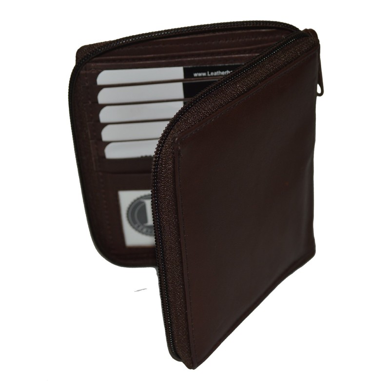 Leatherboss Genuine Leather RFID protected Hipster All Around Zipper Bifold