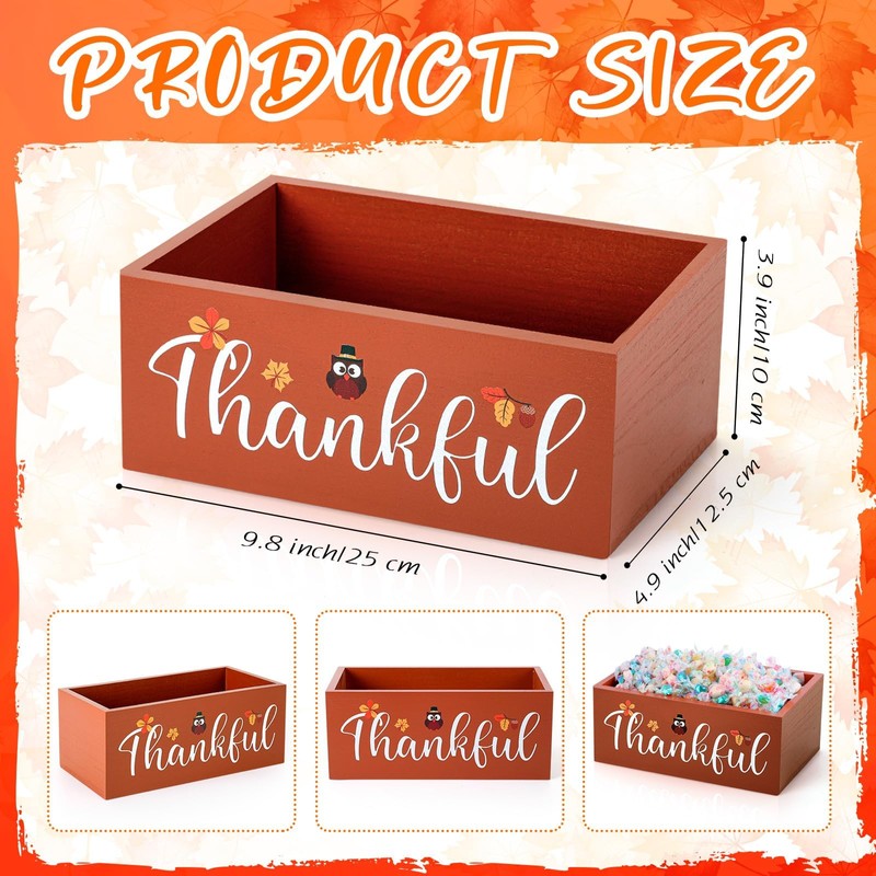 Wooden Thanksgiving Candy Bowl Fall Candy Dish Thankful Large Thanksgiving