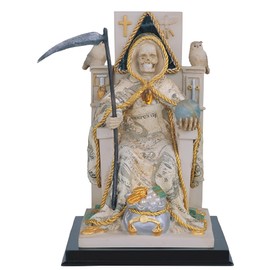 ICE ARMOR 10" H Santa Muerte with Money Robe Statue Our Lady of The Holy Death Seated Religious Figurine