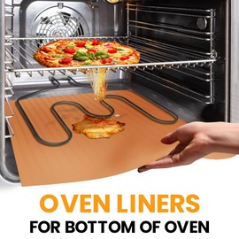 Copper 2 Pack Heavy Duty Non Stick Teflon Oven Liners Mat, Large Thick Liners for Bottom of Electric Oven Gas Stove Microwave Charcoal or Gas Grills 17"x 25" BPA and PFOA Free