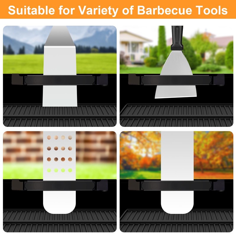 Griddle Spatula Holder, 10.2 Inch Adjustable Stainless Steel Barbecue Grill