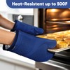 Silicone Oven Mitts, Heat Resistant Oven Gloves with Quilted Liner,