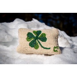 Chandler 4 Corners Artist-Designed Shamrock Hand-Hooked Wool Decorative Throw Pillow - St Patrick's Pillow for Couches & Beds-Easy Care & Low Maintenance - St Patty's Day Irish Pillow