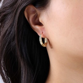 Punk Gold Hoop Earrings Square Chunky Hoop Earrings Small Huggie Hoop Earrings U Hoop Earrings U Shape Hoop Earrings Thick Hinged Hoop Earrings Oval Hoop Earrings Jewelry for Women and Girls