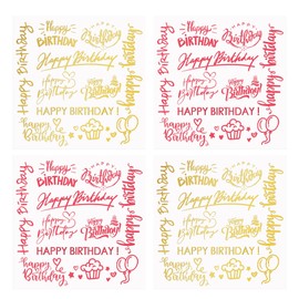 Happy Birthday Stickers Word Pattern Rub On Sticker Gold Foil Script Happy Birthday Sticker Birthday Party Stickers DIY Party Supplies 5 Inch Per Sheet