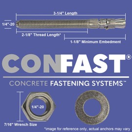 CONFAST 1/4" x 3-1/4" 316 Stainless Steel Wedge Anchor (10 per Box)