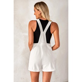 luvamia Jean Overalls For Women Loose Fit Baggy Denim Jumpsuit For Women Shortalls For Women Dungarees For Women Baggy Cotton Overalls For Women Cream White Size Large Fits Size 12 Size 14