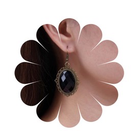 Cimenexe Bohemian Oval Ruby Crystal Earrings Red Ruby Earrings Oval Red CZ Earrings Filigree Red Gemstone Hook Earrings Jewellery for Women and Girls Gifts, Zinc, No Gemstone