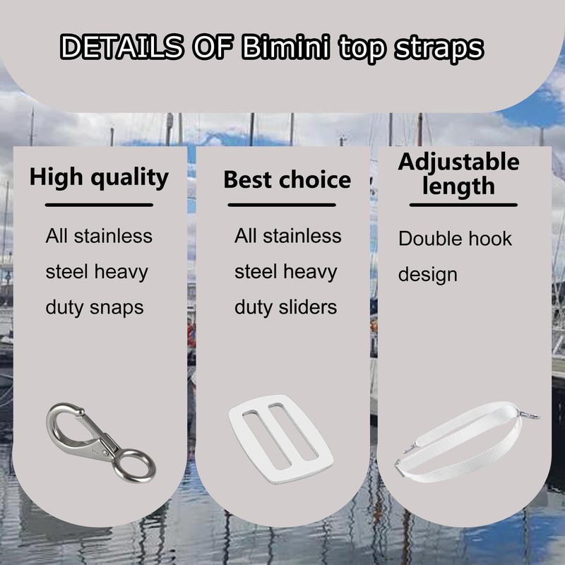 Adjustable Bimini Top Straps from 24" - 60",Marine Awning Webbing