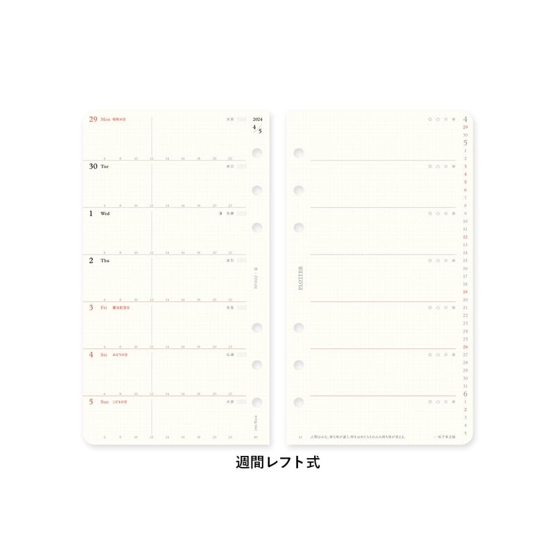PLOTTER 77717417 Bible Weekly Personal Organizer, Refill, Weekly Left (Begins