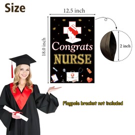 Labakita Congrats Nurse Garden Flag - Nurse Graduation Flag, Nursing Grad Party Sign for Yard, BSN/RN Graduation Lawn Yard Flag, Medical School Graduation Party Decorations, Double-sided Printing