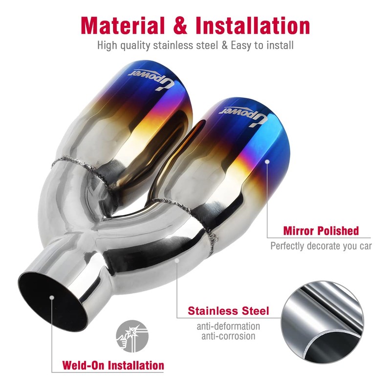 Upower Pack of 2 Dual Exhaust Tip Tailpipe 2.5 Inch