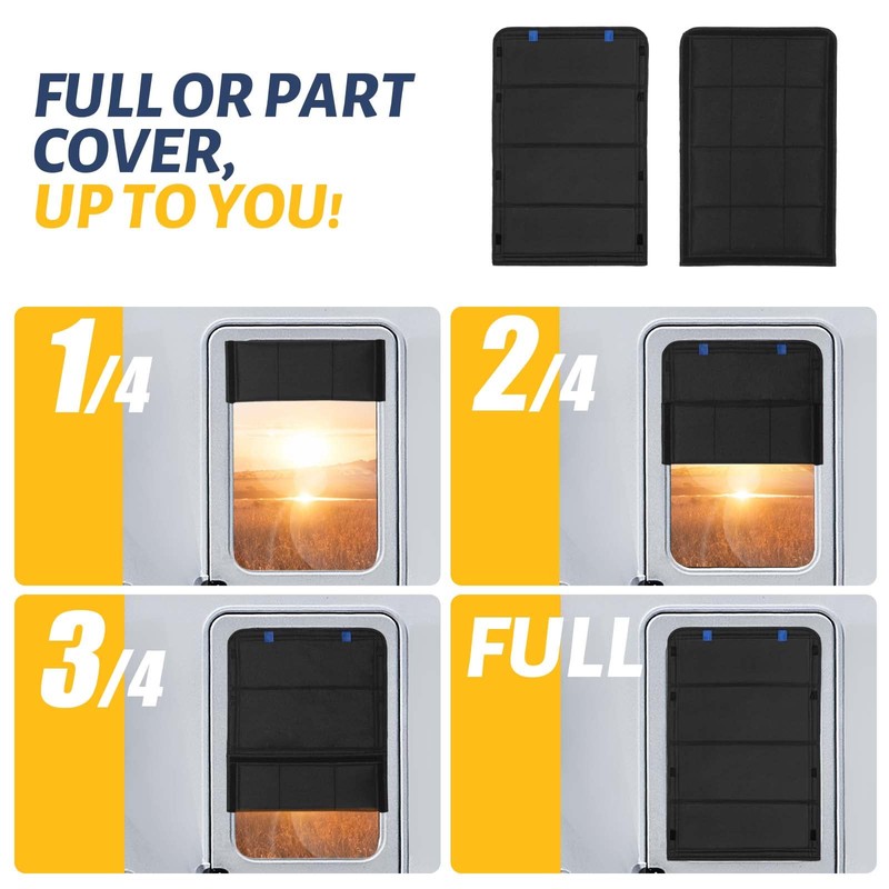 funomo RV Door Window Shade, New Model Foldable RV Blackout