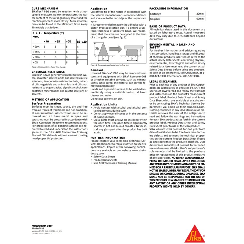 Sika SikaFlex P2G Primerless to Glass Windshield, Auto Glass Urethane