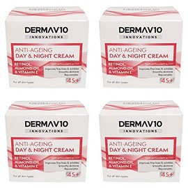Happy Bees Bundle Derma V10 Innovations Day & Night Cream (4 Pack) Total 200 ml (Retinol, 4 Pack)