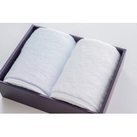 Imabari Towel Gift sara-la (Sarara) Irodori- Face Towels, 2 Pieces, Blue/White, Made in Japan