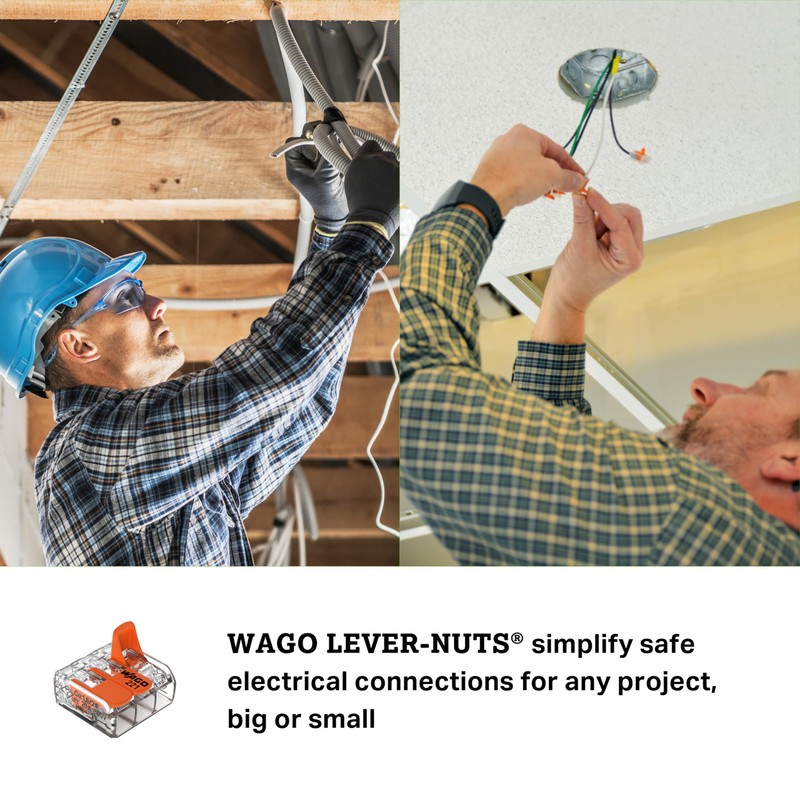 WAGO 221-413 Lever-Nuts - 3-Conductor Compact Splicing Connectors (10-Pack)