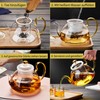 Large Capacity Glass Teapot with Removable Infuser, Stovetop Safe, Thickened