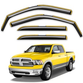 Deejecsun in-Channel Window Rain Guards Fit for Truck Dodge RAM 2009-2018 Crew Cab Mega Cab Extra Durable Window Deflectors Vent Visors Shades Car Accessories Visors Rain Guards