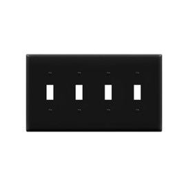 ENERLITES Quad Light Switch Wall Plate, Toggle Switch Plate, Gloss Finish, 4-Gang Mid-Size 4.88" x 8.58", Unbreakable Polycarbonate Thermoplastic, 8814M-BK, Black