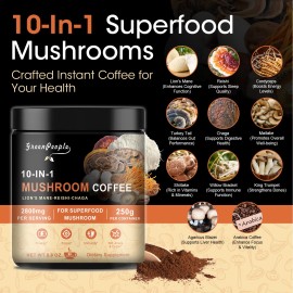 GreenPeople Mushroom Coffee 10 Mushrooms (Lion’s Mane, Cordyceps, Turkey Tail & More) - 500G (2*250G)