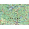 Tennessee, Alabama and Georgia Physical Map - 23.3 x 16.5