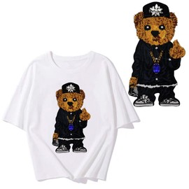 EMDOMO Embroidery Beads Fur Bear Patch Children's Clothing Motif Decorated Badge Patch 1 Piece
