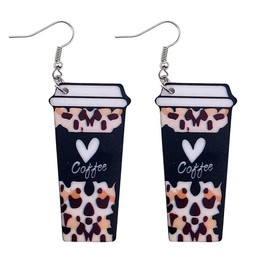 Cute Pearl Milk Tea Dangle Earrings Green Boba Bubble Tea Funny Earrings for Women Valentine's Day Earrings-Coffee