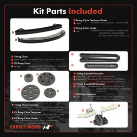 A-Premium 11PCS Engine Timing Chain Kit W/Sprocket & Tensioner & Guide