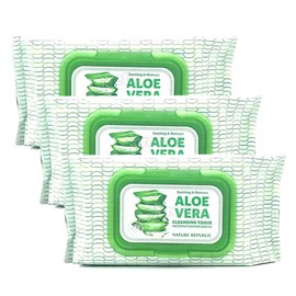 Nature Republic Aloe Vera Cleansing Tissue 80 sheets x 3 / 네이처리퍼블릭 알로에베라 클렌징 티슈 80매x3개