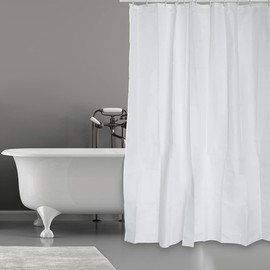 MSV Anti-Mould Shower Curtain - Anti-Bacterial, Washable, Waterproof, Polyester, 240 x 200 cm, White