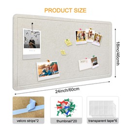 Yunihome Large Bulletin Board - Foldable 24x18 Inches Cork Board Alternative with 20 Push Pins, Self-Adhesive Felt Bulletin Board for Wall, Home Office Classroom Decor