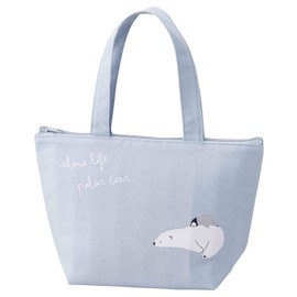 OSK TB-14 Lunch Box Holder, Lunch Tote Bag, Polar Bear (Approx. 12.2 x 7.5 x Gusset 4.1 inches (31 x 19 x 10.5 cm), Cooling Effect, Zipper Included, Improves Cold Retention