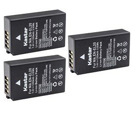Kastar Battery (3-Pack) for EN-EL20 EN-EL20a, Coolpix P950, Coolpix P1000, Coolpix A, 1 AW1, 1 J1, 1 J2, 1 J3, 1 S1, 1 V3, DL24-500, Blackmagic Pocket Cinema Camera