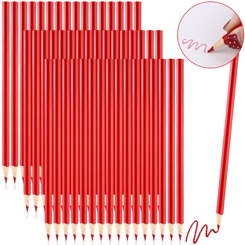 48Pcs Red Marking Pencil Red Glass Marking Pencil Carpenter Pencil