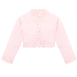 Lilax Baby Girls' Knit Long Sleeve Button Closure Bolero Cardigan Shrug 6-9 Months Pink