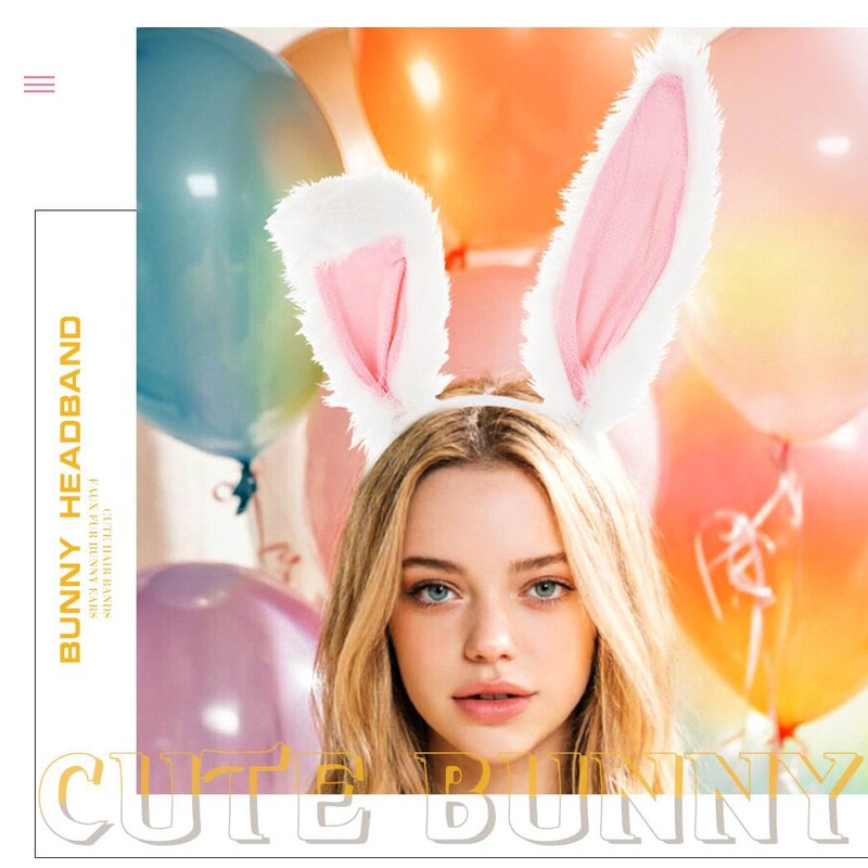 Pink Bunny Ears Furry Rabbit Ears Cute Fluffy Easter Bunny