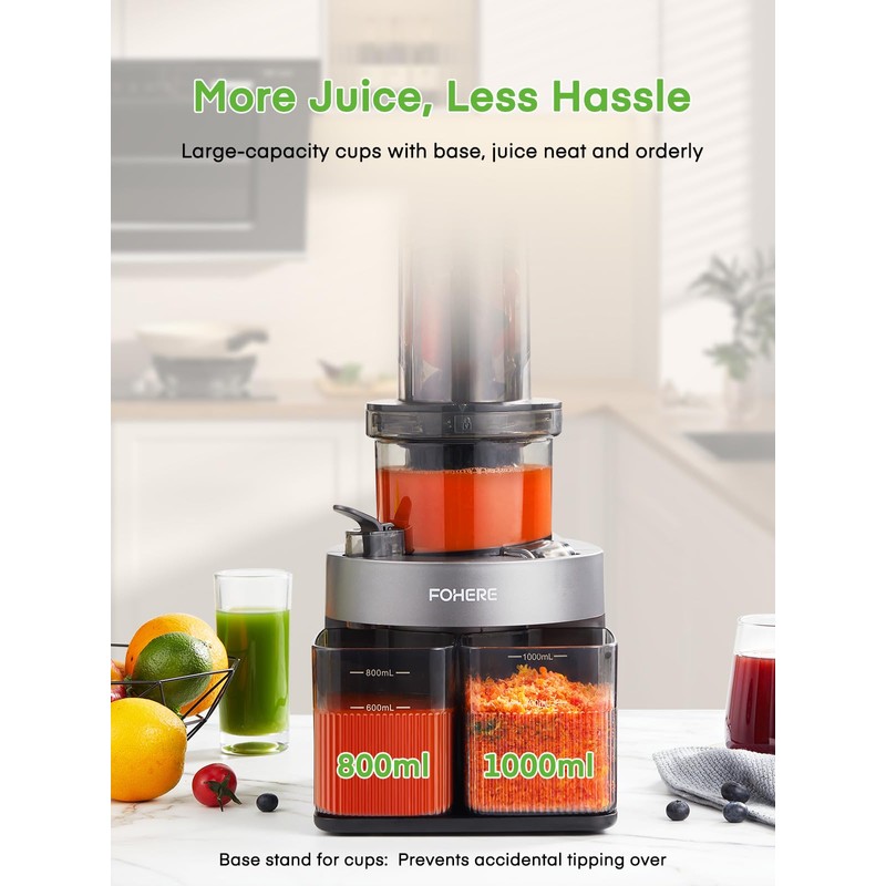 Fohere Cold Press Juicer, Juicer Machines Vegetable and Fruit with