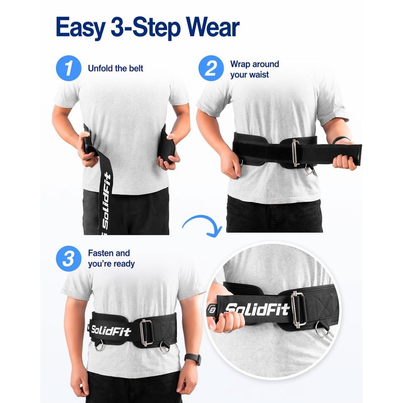 SolidFit 2-in-1 Weight Lifting Belt and Dip Belt for Weightlifting,