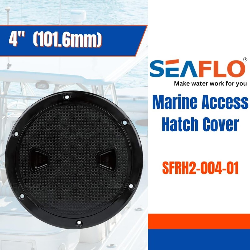 SEAFLO 4" - 8" Black Circular Non Slip Inspection Hatch