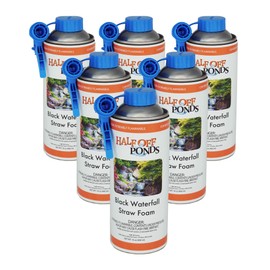 Half Off Ponds Black Waterfall Foam Sealant Spray – 6 Pack Expanding Pond Foam for Koi Ponds, Water Features & Rock Gaps – Foam Filler for Waterfalls – 16oz Straw Can, Waterproof Polyurethane