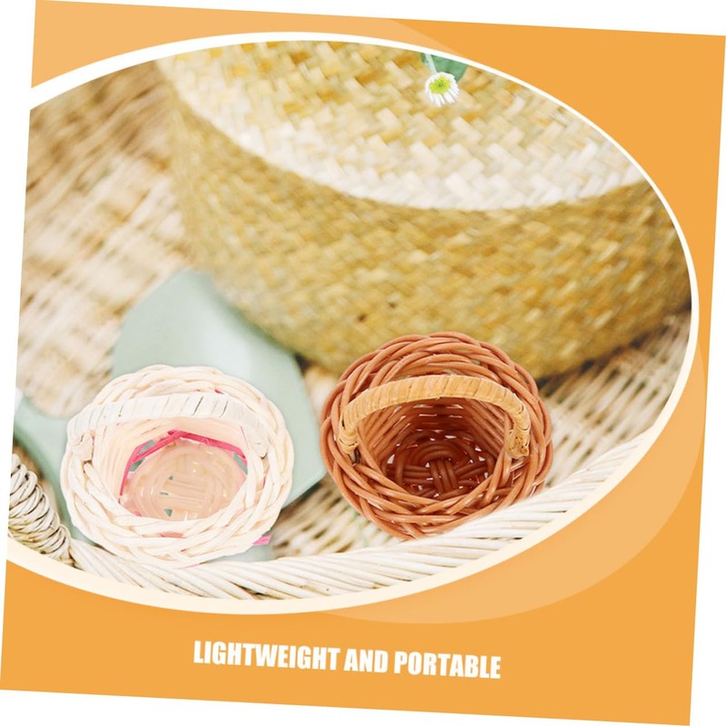 OSALADI 8pcs Tiny Rattan Hand Baskets Mini Picnic Baskets for