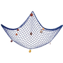 1 Piece Decorative Fishing Net With 9 Pieces Seashells, Background Wall Decoration, Photography Props, Home Decoration, Ocean Theme Decoration
