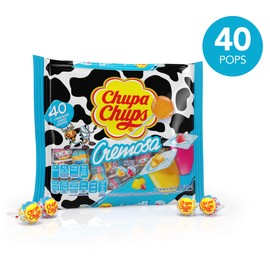 Chupa Chups Lollipops, 40 Candy Suckers for Kids, Cremosa Yogurt, 2 Assorted Creamy Flavors, for Gifting, Parties, Office, 40 Count